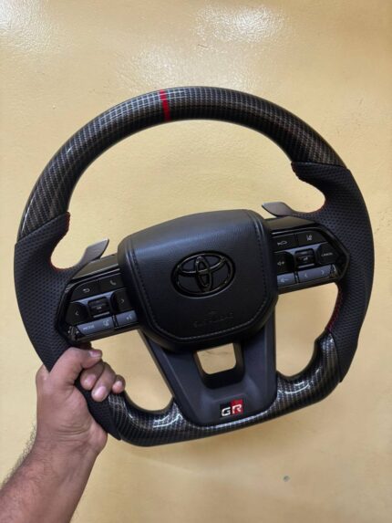 Carbon Fiber Steering Wheel For Crysta, Fortuner, Hilux, Innova  With Paddle Shifter Copy Carbon Fiber