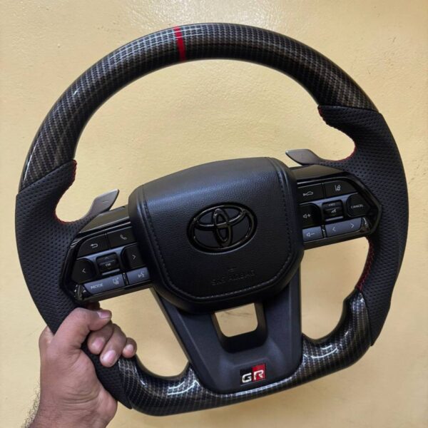 Carbon Fiber Steering Wheel For Crysta, Fortuner, Hilux, Innova  With Paddle Shifter Copy Carbon Fiber