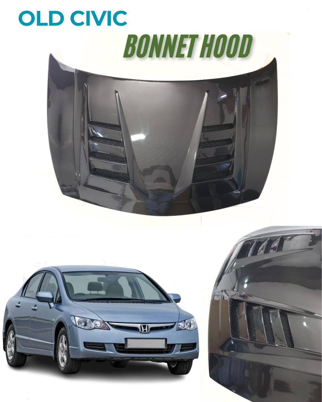 6235462112390090291_121 Civic Bonnet Hood – Original Carbon Fiber Style (Vent Design) - Image 1