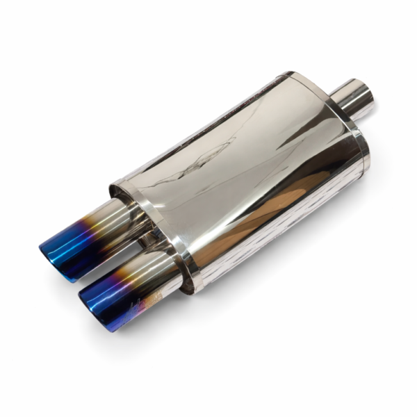 HKS Dual Tip Exhaust Muffler | Aftermarket Burnt Finish | Universal Fit